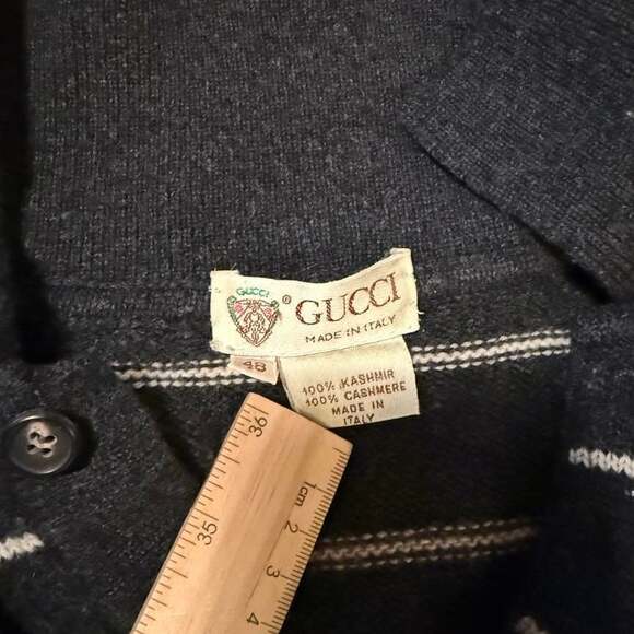 Gucci 100% Cashmere Men's Sweater Dark Grey Size 48 Made in Italy